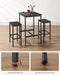 Bar Table and Chairs Set, Square Table with 2 Stools, Dining Pub Set for 2, Space Saving for Kitchen Breakfast, Living Room, Party Room, Ebony Black and Ink Black