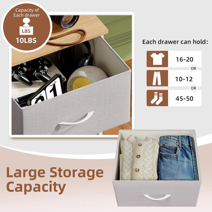 Tall Dresser for Bedroom with 5 Drawers, Storage Organizer Chest of Drawers with Removable Fabric Bins for Closet Bedside Living Room Laundry Entryway Hallway, Ash Grey