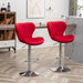Ellston Velvet Adjustable Swivel Barstools in Red, Set of 2