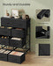 Dresser for Bedroom, Chest of Drawers, Steel, MDF, 8 Non-Woven Fabric Drawers, Storage Organizer Unit, Closet, Entryway, Ink Black and Ebony Black ULGS124B01S