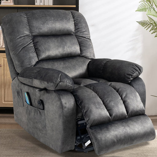 Power Lift Recliner Chair, Elderly Sofa with Heat Therapy and Massage Function, Heavy Duty Reclining Mechanism Electric Recliner with Side Pocket for Living Room Bedroom Home Theater, Beacon Grey