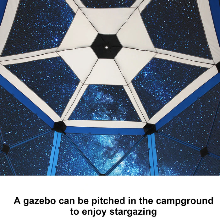 Pop up Gazebo Starry Sky Screen Tent Screen House with a Mesh Top for Camping, 12X12 Screen Room with Mosquito Netting, Hub Tent Instant Screened Canopy with Carrying Bag, Blue