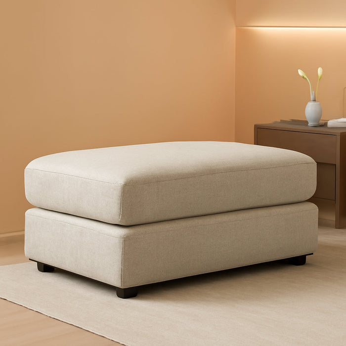 Soletren Contemporary Chenille Oversized Ottoman, Off-White