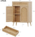 Rattan Storage Cabinet Set of 2, Buffet Sideboard with Storage, Coffee Bar with Drawer & Doors, Accent Floor Cabinet for Living Room, Dinning Room, Entryway, Natural