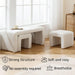 3-Piece Nesting Ottoman Bench Set, 40.5" Wide Upholstered End of Bed Bench with 2 Small Stools Sherpa Comfy Entry Bench Vanity Stools Modern Arched Bench for Living Room Bedroom, White