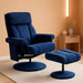 Swivel Recliner with Ottoman, TV Chair with Vibration Massage, Ideal for RV Small Space, Living Room & Bedroom 4539 4828 (Textile, Blue)