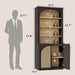 72" Tall Arched Storage Cabinet with Hutch, Bookcase with Open Shelves