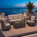 Patio Furniture Set, 4 Pieces Outdoor Patio Conversation Sets with Swivel Chairs, Wicker Patio Furniture Set with Storage Table, Outdoor Couch Set for Balcony, Porch, Deck, Backyard, Beige