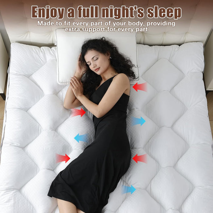 3 Inch Memory Foam Mattress Topper Queen, Extra Soft Pillow Top Mattress Topper with Breathable Air Mesh Sides, 1700GSM Fluffy Shredded Memory Foam Filled & Thicked down Alternative-Lined