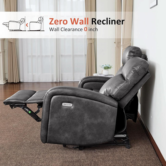 65.7" Zero Wall Recliner Loveseat with Console, 2-Seat Power Wall Hugger Sofa with Cup Holders, USB & Type-C Dual Charge Ports, for Living Room, RV PR646M2 (Dark Grey, Loveseat with Console)