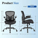 Ergonomic Office Chair, Flip-Up Armrest, Mesh Back PU Leather Seat