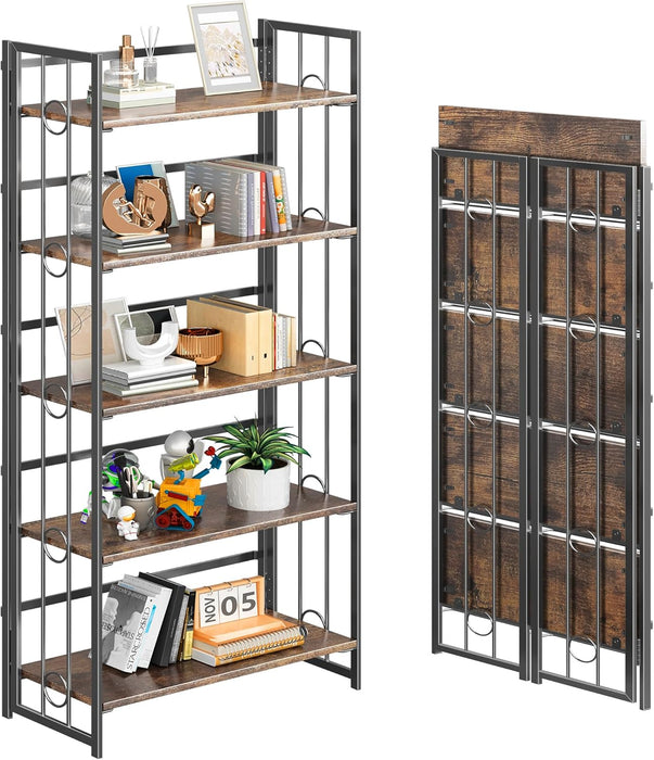 Foldable IndustrialGrade 59 Inch Bookshelf No Assembly