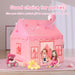 Large Kids Tent Playhouse Basic Mat with Star Lights, Flags and Tote Bags, Play Tent Indoor & Outdoor, Washable Teepee Tent for Boys & Girls, Kids Play House for Toddler（Pink）