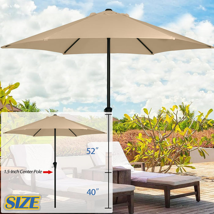 9FT Outdoor Patio Umbrella, Market & Table Umbrella with 6 Sturdy Ribs and Crank System, Fade-Resistant & Waterproof for Garden Backyard Poolside Deck