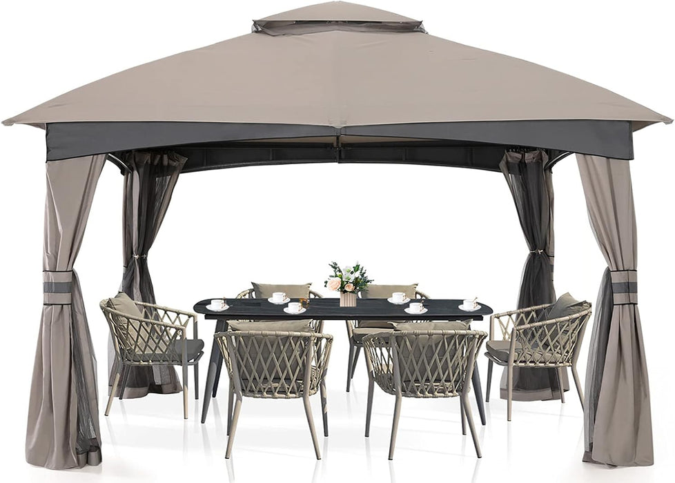 Outdoor Patio Gazebo for Garden with Upgrade Steel Frame and Netting Walls (10X10,Gray)