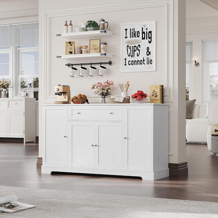 White Buffet Cabinet With Expansive Storage Drawers