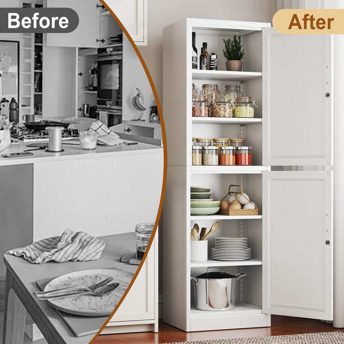 Tall White Metal Pantry Cabinet Sixtyseveninch Locking