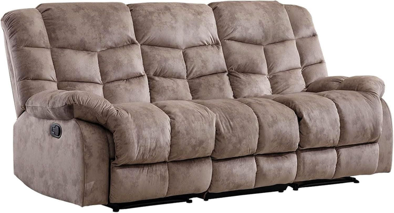 Reclining Couch for Living Room, Extra Wide Modern Overstuffed 3 Seat Recliner Manual Sofa Breathable Fabric and Padded Cushion, Light Brown