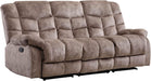 Reclining Couch for Living Room, Extra Wide Modern Overstuffed 3 Seat Recliner Manual Sofa Breathable Fabric and Padded Cushion, Light Brown