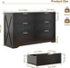 Modern 6 Drawer Dresser for Bedroom, Dresser Chest of Drawer with Large Drawers & Golden Handles, Wooden Dressers Drawer Storage Unit for Bedroom, Living Room, Closet (Black)