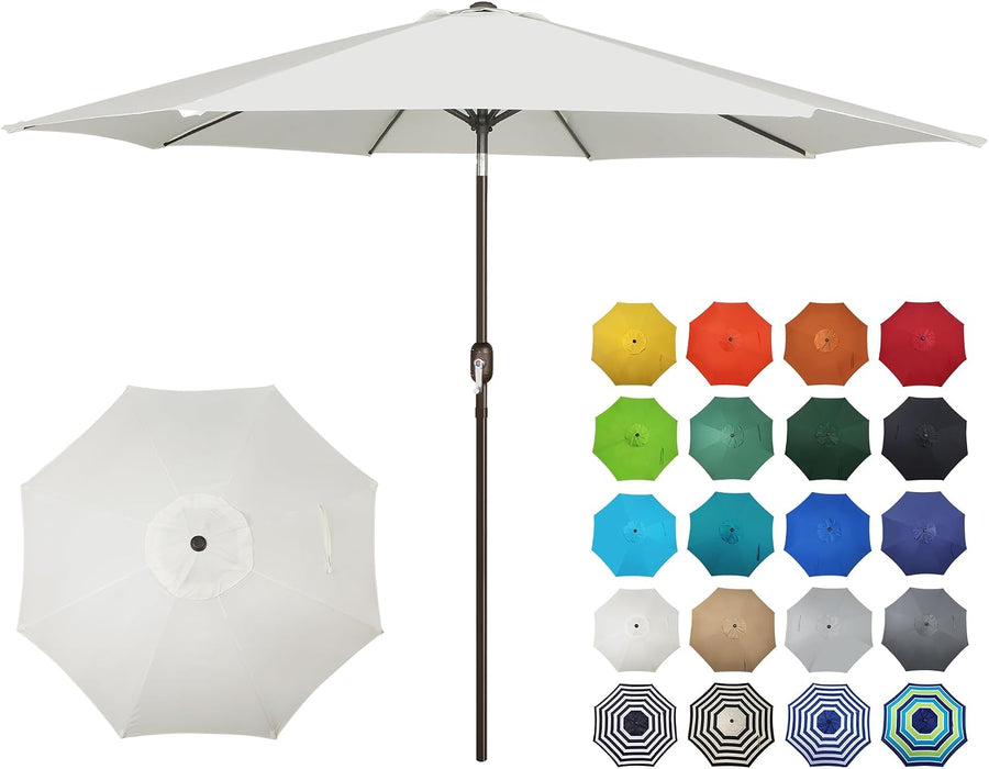 10FT Outdoor Patio Umbrella, Outdoor Table Umbrella, Yard Umbrella, Market Umbrella with 8 Sturdy Ribs, Push Button Tilt and Crank