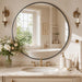 40 Inch round Mirror, Black Metal Frame Wall Mirror for Bathroom