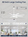Professional 60 Inch White Ceiling Fan IntegratedControls