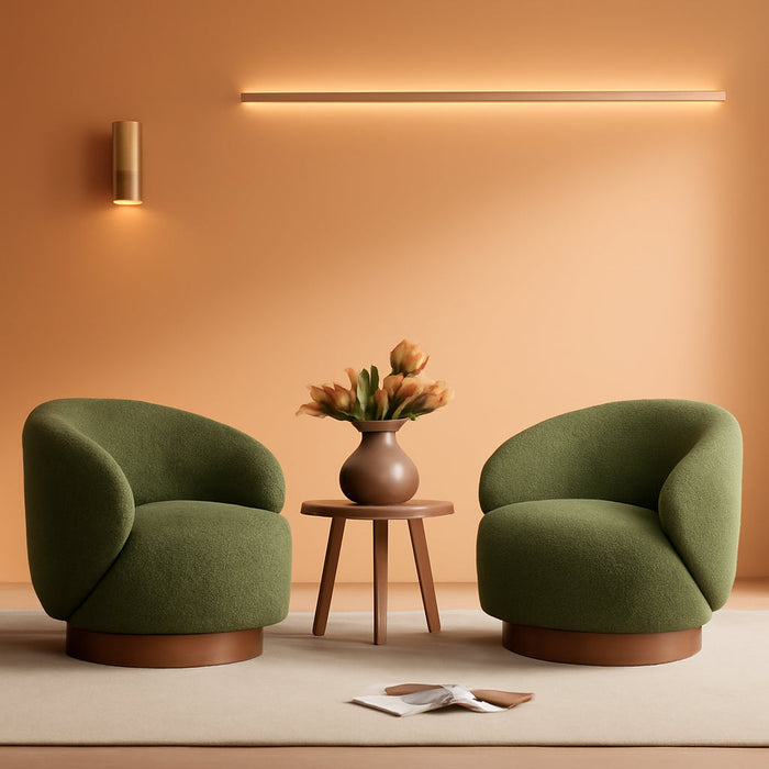 Swivel Accent Chair round Barrel Armchair Upholstered Performance Fabric for Living Room Bedroom Waitingroom,2 Box,Moss Green