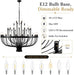 Large Chandelier for High Ceilings, 48-Light Black Wagon Wheel Chandelier, 47.2 Inch 3-Tier Extra Farmhouse Dining Room Light Fixture for Foyer, Living Room, Entryway