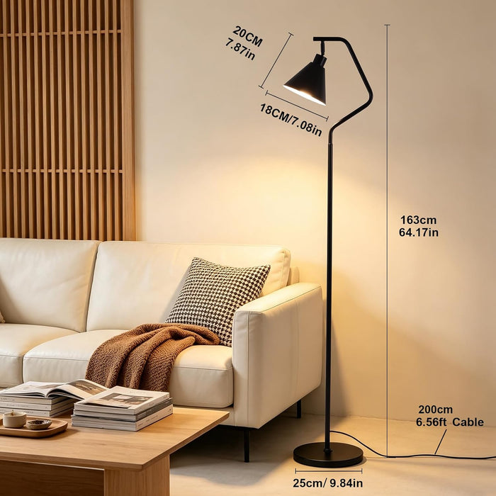 Vintage Floor Lamp for Bedroom,Adjustable-Iron Shade,12W Led Bulb