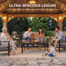 10' X 12' Outdoor Wood Gazebo, Hardtop Gazebo Permanent Wooden Pavilion with Galvanized Steel Double Roof, for Patio, Garden, Deck, Cedar Wood, Natural