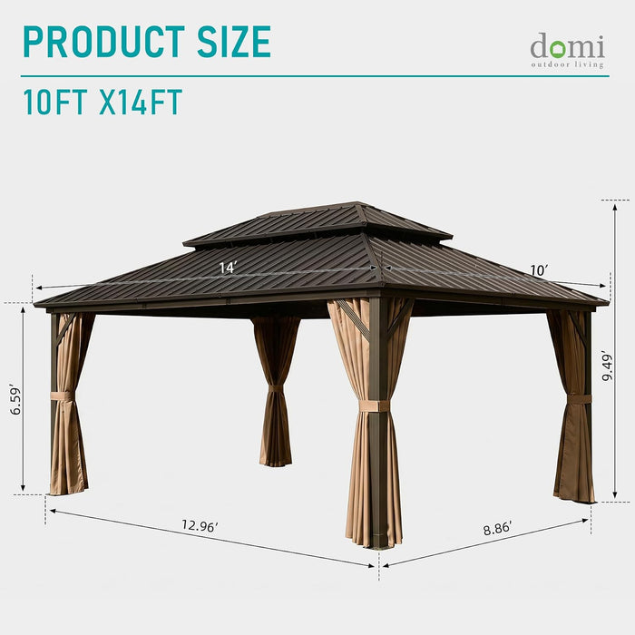 10X14 Feet Outdoor Gazebo Hardtop Curtains Included