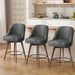Counter Height Bar Stools Set of 4, Modern Mid-Century Swivel Barstools with Backs and Wood Legs, Linen Fabric Upholstered Bar Chairs, 26" Seat Height Counter Stools for Kitchen Island, Gray