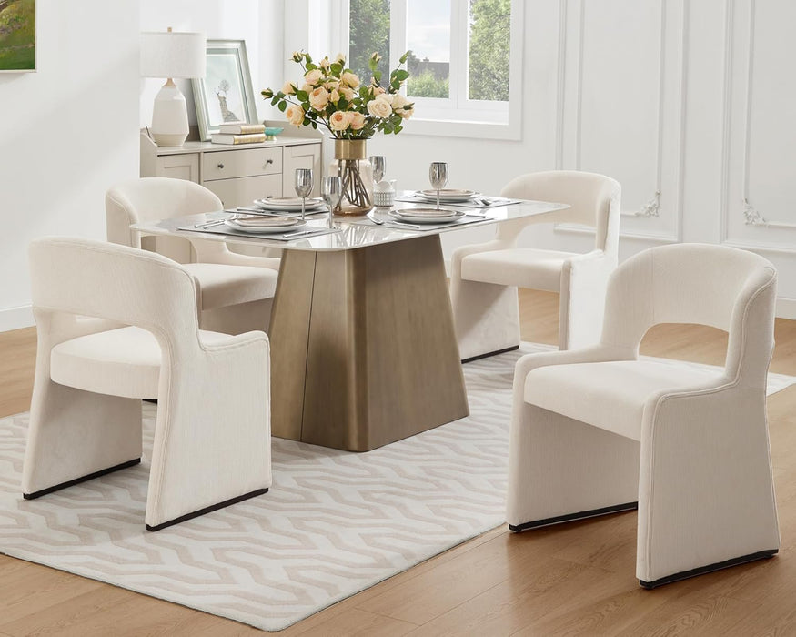 Modern Slipcovered Dining Chair-Upholstered Armless Chenille Kitchen Chairs with Curved Back, Accent Set for Dining Room/Living Room/Restaurant, Grey