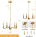 Gold Chandeliers for Dining Room, 25.5 Inch Vintage Gold Chandelier Light Fixture over Table, Farmhouse Candle Chandeliers, 5-Light Brass Chandeliers for Kitchen, Bedroom, Living Room (E12 Base)
