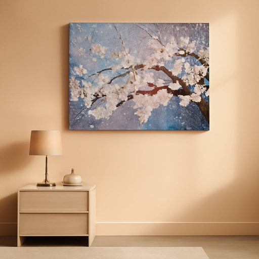 Plum Blossom Painting Wall Art for Living Room Blue and White Wall Art for Office Women Modern Art Wall Decor Bedroom Size 20 X 40 Inch