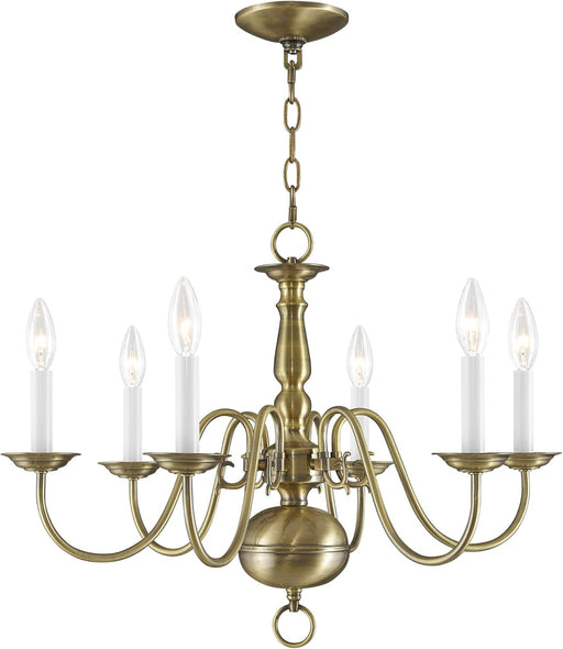 Lighting 5006-01 Williamsburgh 6 Light Antique Brass Chandelier