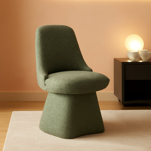 Swivel Dining Chairs Set of 2, Upholstered Mid Century Modern Deskchair with High Back, Linen Fabric Kitchen Chairs for Dining Room, Bedroom, Dressing Room, Green