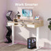 55″ X 26″ Electric Standing Desk with 2 Drawers &24.4″ Large Keyboard Tray, C-Clamp Mount Compatible, Adjustable Computer Desk for Office, Sit Stand up Desk with 4 Height Presets, Light Walnut
