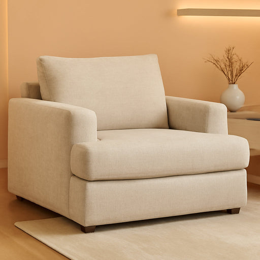 Soletren Contemporary Chenille Chair and a Half, Off-White