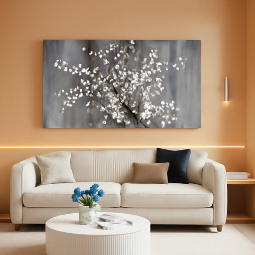 Wall Art for Living Room Large Modern Wall Decor Canvas Paintings for Wall Decorations White Flower Brown Bedroom Office Artwork Plum Blossom Art Prints Framed