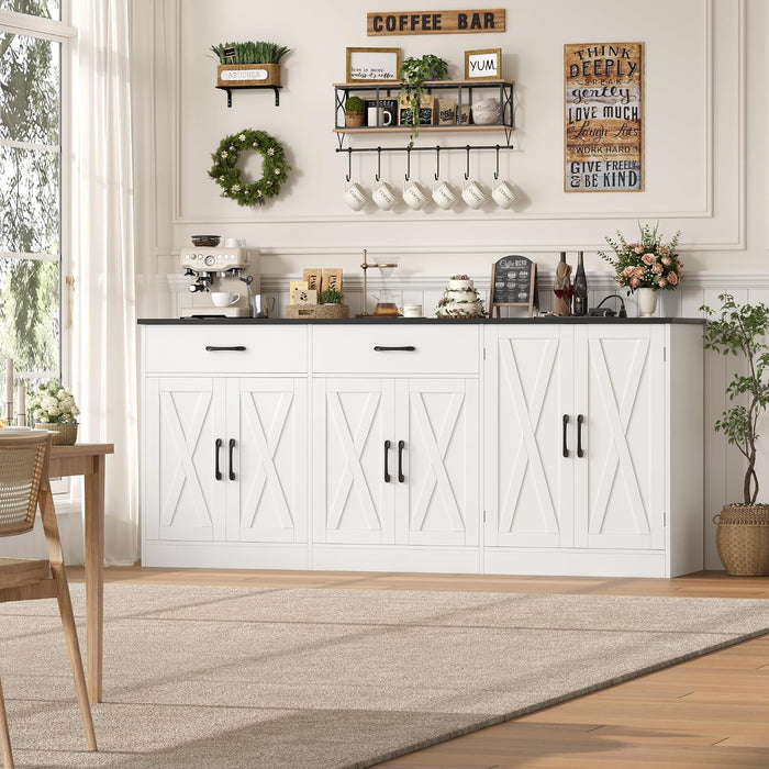 71" W Kitchen Buffet Cabinet with Storage, Large Coffee Bar Cabinet