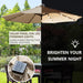 9' round Patio Umbrella with 32 Solar Powered LED Lights, Push-Button Tilt and Hand Crank Lift, Solar Umbrella in Taupe for Porch, Deck, and Patio by