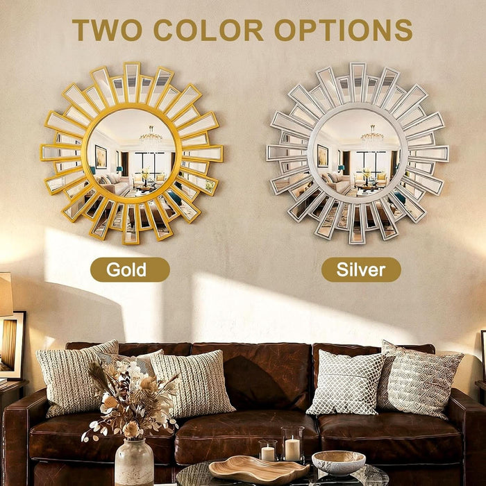 Sunburst Mirror Gold TwentyFourInchDiameter Wall Decor