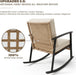 3-Piece Patio Rocking Chairs Set of 2, Rocking Chair Bistro Set [Upgraded 2.0] & 2-Tier Coffee Table, Wicker Rocking Chair Outdoor Patio Furniture Set for Backyard, Porch, Balcony (Beige)