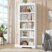 5-Tier Farmhouse Bookshelf, 69" Open Bookcase, Adjustable Shelf, White | Tall Storage Shelf Rack, 23.6"W Wooden Floor Standing Storage Organizer for Living Room, Home Office & Study, Anti-Tip