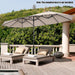15Ft Double-Sided Patio Umbrella, Outdoor Extra Large Umbrella W/Hand-Crank System & Air Vents, Market Twin Umbrella W/ 12-Rib Sturdy Metal Frame for Poolside, Garden Backyard (Beige)