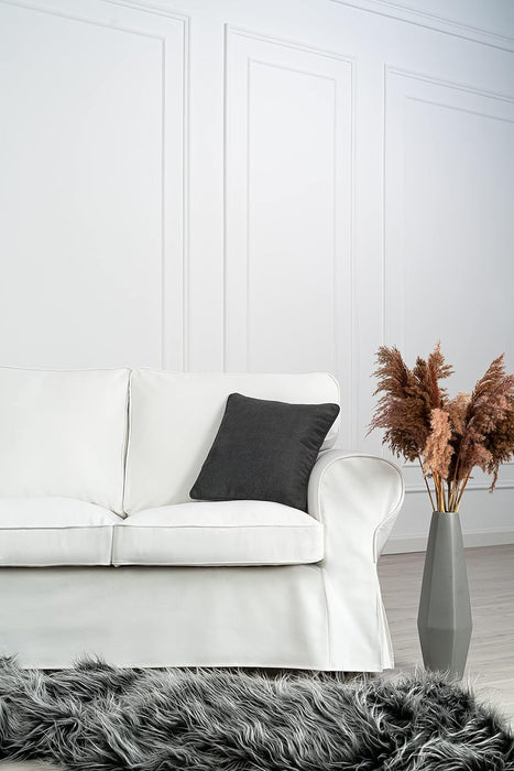 Cotton Ektorp 3 Seat Sofa Cover Slipcover Replacement Made for the IKEA Ektorp 3 Seat Sofa Cover(Cotton White)-Does NOT Fit Ektorp 3.5-Seat Sofa NOT Fit Uppland Series Sofa