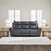 Mighty Moves Contemporary Power Leather Match Reclining Sofa with Position Lock, Adjustable Headrest and USB Charging Ports, Blue