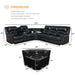 PU Leather Sectional Sofa Set, Reclining Couch for Living Room with Cup Holders, Love Seat with Wedge Wood Table, 5 Seater Theater Seating with Storage, Jet Black